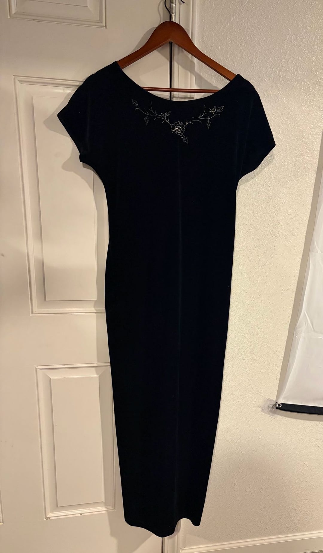 Danielle Casey Vintage Black Velvet Maxi Dress With Floral Beaded Embroidery — image 5 of 5